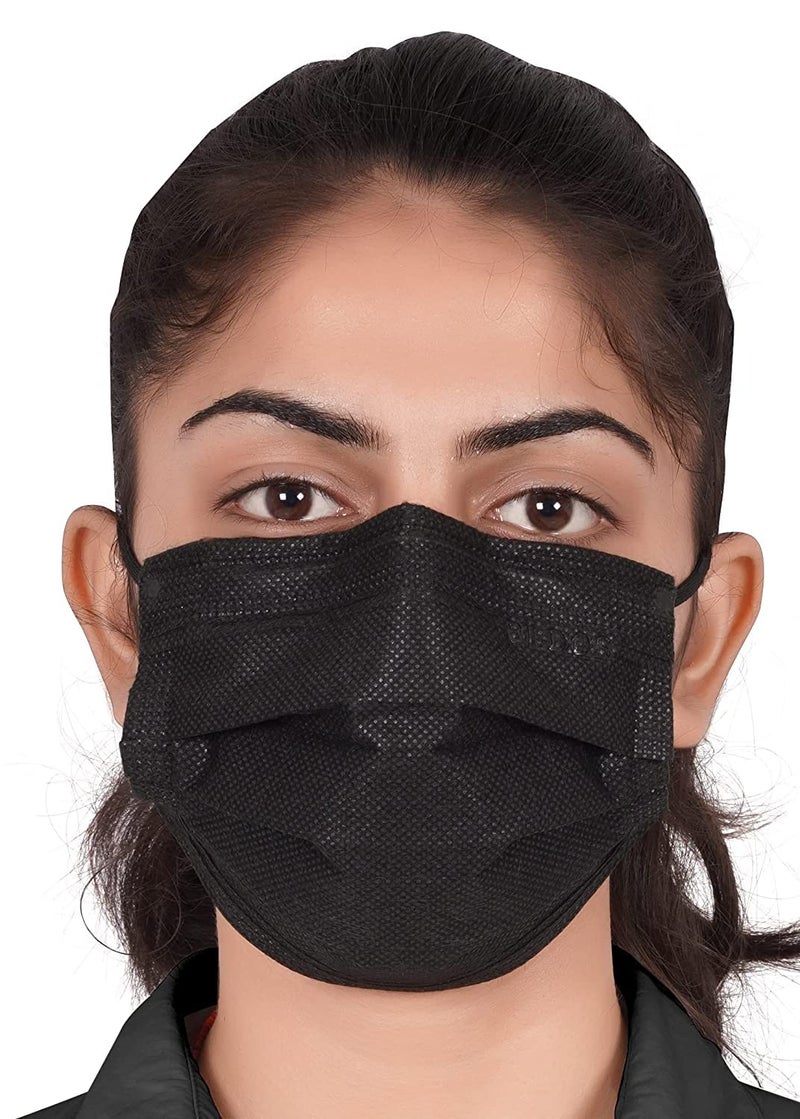 Bildos Melt-Blown Fabric 50 Pieces Masks 3 Layer Disposable Surgical Face Mask For Men & Women With Nose Clip For Home, Office, School, And Outdoors, Black - Image 2