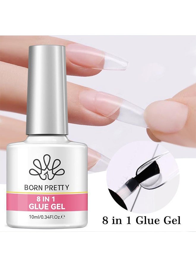 Born Pretty 8 In 1 Nail Glue Gel , Multiple Functions Super Strong Nail Extension Glue Soak Off UV&LED Cured, High Gloss Long Lasting Easy to Use Nail Repair Treatment,10ml - Image 1