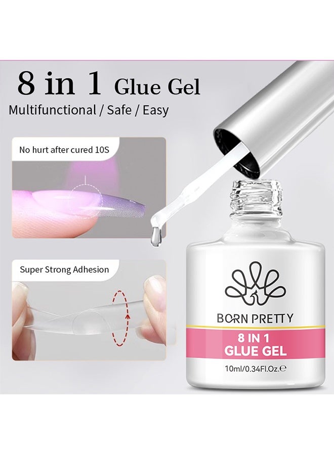 Born Pretty 8 In 1 Nail Glue Gel , Multiple Functions Super Strong Nail Extension Glue Soak Off UV&LED Cured, High Gloss Long Lasting Easy to Use Nail Repair Treatment,10ml - Image 3