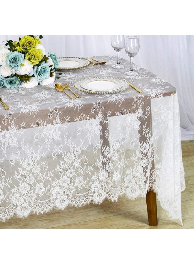 ChicAbode Lace Tablecloth, Floral Lace Table Cloths, Rectangular Washable White Overlays Rustic Table Cloth, Elegant and Romantic, for Catering Events, Dinner Parties, Weddings Decorations, 60''X120'' - Image 1