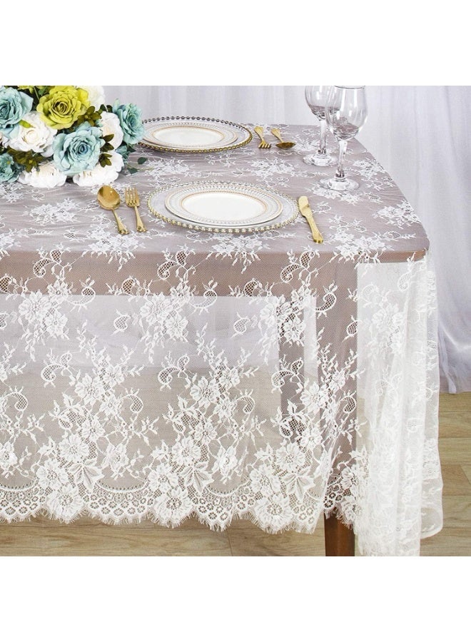 ChicAbode Lace Tablecloth, Floral Lace Table Cloths, Rectangular Washable White Overlays Rustic Table Cloth, Elegant and Romantic, for Catering Events, Dinner Parties, Weddings Decorations, 60''X120'' - Image 2