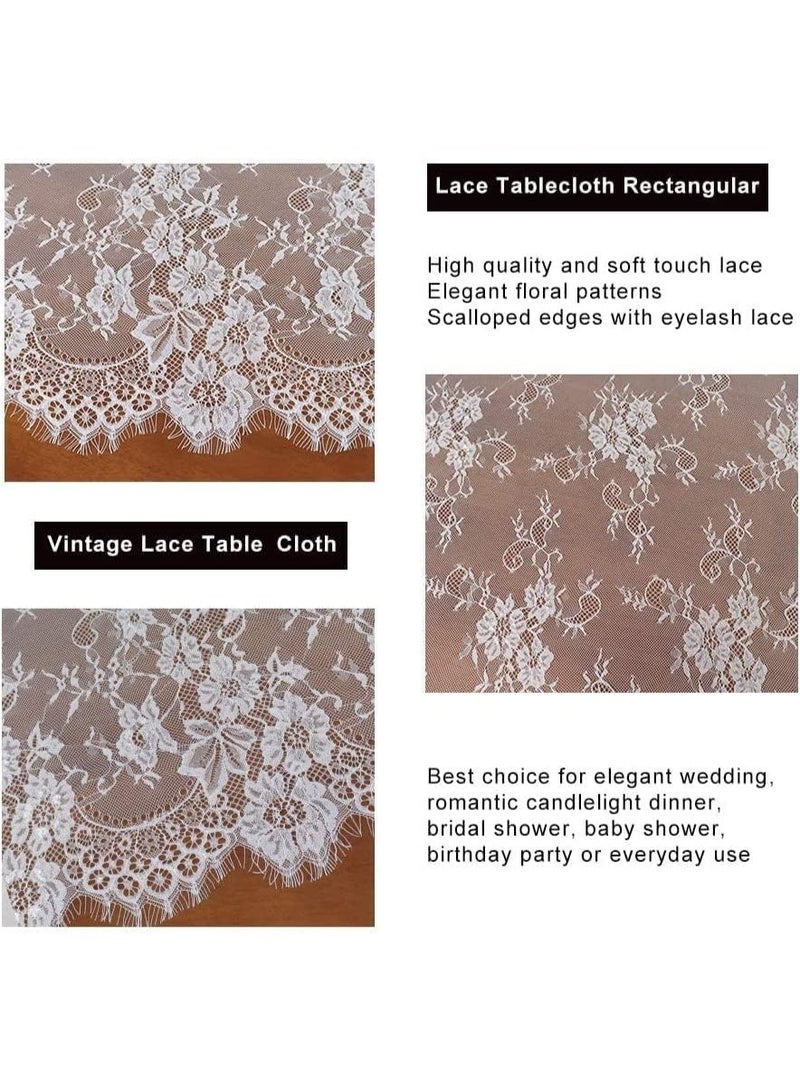 ChicAbode Lace Tablecloth, Floral Lace Table Cloths, Rectangular Washable White Overlays Rustic Table Cloth, Elegant and Romantic, for Catering Events, Dinner Parties, Weddings Decorations, 60''X120'' - Image 5