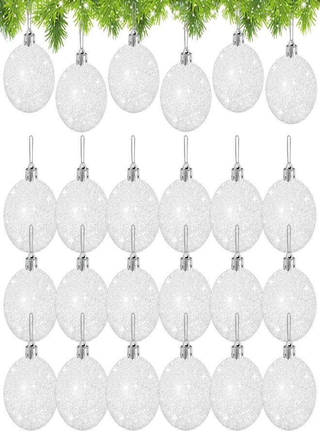 Blvochnnt 24 Pcs White Christmas Glitter Ball Ornaments Set,Glitter Sparkly Snowballs,Plastic Xmas Hanging Ornaments Decorations for Christams Tree,Wedding Party Supplies,60mm/2.36inch - Image 1
