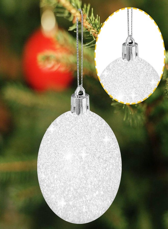 Blvochnnt 24 Pcs White Christmas Glitter Ball Ornaments Set,Glitter Sparkly Snowballs,Plastic Xmas Hanging Ornaments Decorations for Christams Tree,Wedding Party Supplies,60mm/2.36inch - Image 4