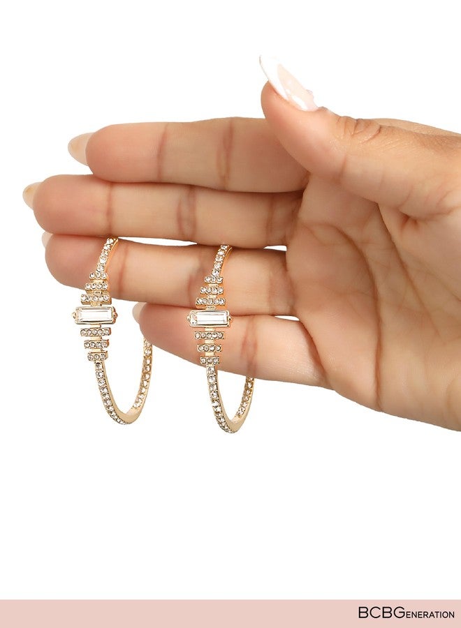 بي سي بي جينيريشن أقراط بي سي بي جي جينيريشن الذهبية المرصعة بالكريستال للنساء - مجوهرات أزياء مرصعة بأحجار الراين الباغيت والمستديرة - أقراط متدلية براقة مستوحاة من فن الآرت ديكو - Image 4