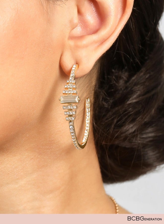 بي سي بي جينيريشن أقراط بي سي بي جي جينيريشن الذهبية المرصعة بالكريستال للنساء - مجوهرات أزياء مرصعة بأحجار الراين الباغيت والمستديرة - أقراط متدلية براقة مستوحاة من فن الآرت ديكو - Image 3