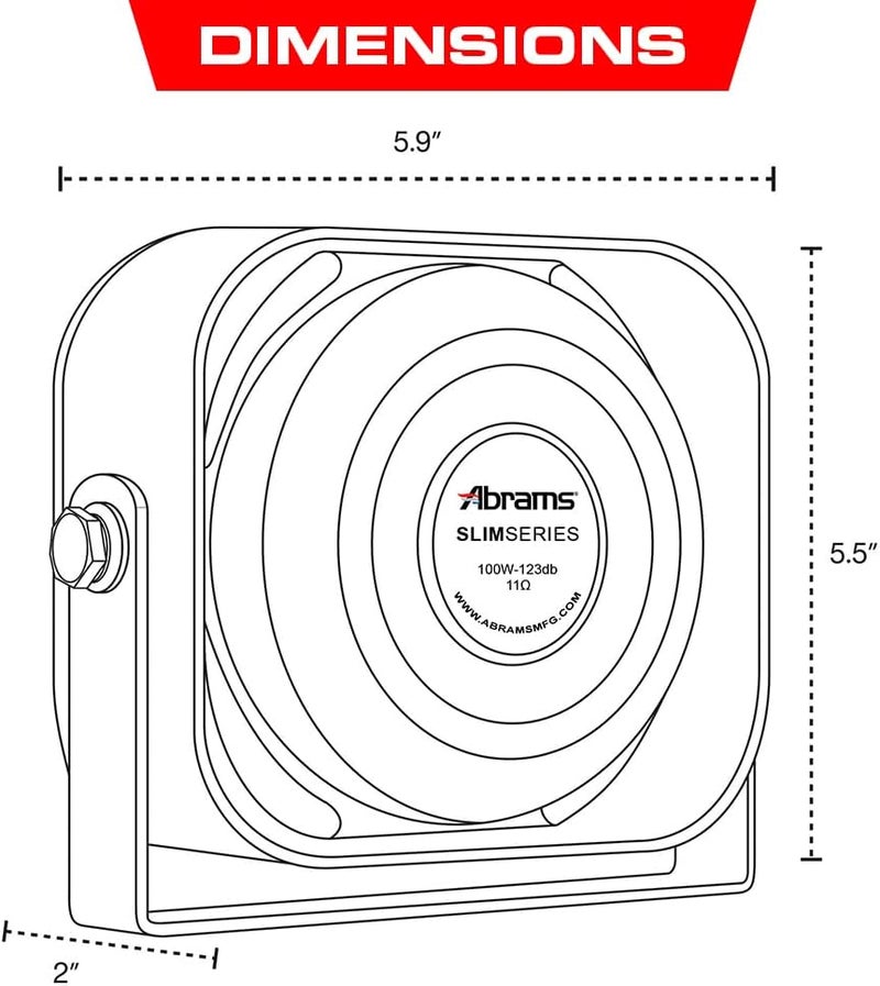 Abrams MFG Compact 100 Watt Siren Speaker - High Performance Ultra Slim Design - Image 4