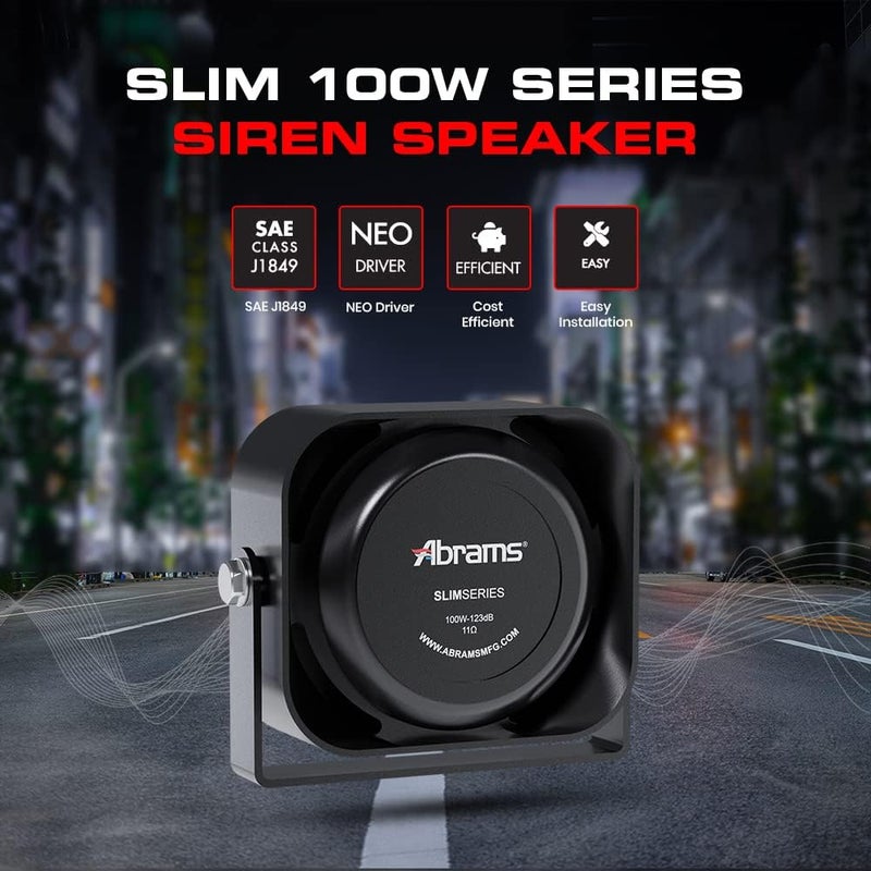 Abrams MFG Compact 100 Watt Siren Speaker - High Performance Ultra Slim Design - Image 2