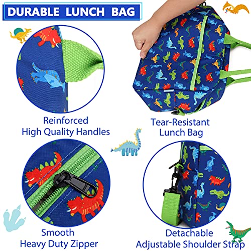 VX VONXURY Lunch Bag for Boys, Insulated Lunch Box Bag Cute Dinosaur Thermal Lunch Tote with Removable Shoulder Strap, VONXURY - Image 5