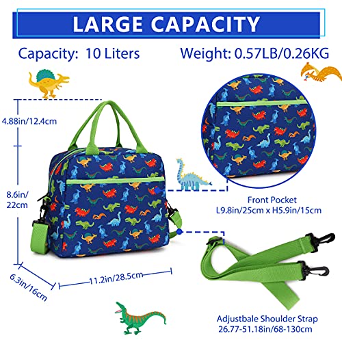 VX VONXURY Lunch Bag for Boys, Insulated Lunch Box Bag Cute Dinosaur Thermal Lunch Tote with Removable Shoulder Strap, VONXURY - Image 4