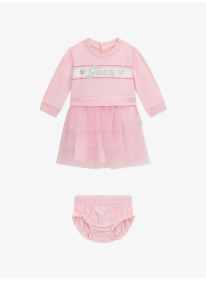 GUESS Kids Mixed Fabric Long Sleeve Dress - Image 1