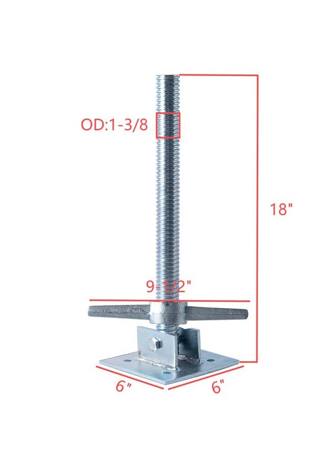 BGTLGIO Adjustable Leveling Scaffold Jacks, 4 Pack, Swivel Screw Jack with Base Plate for Baker-Style Scaffolding Equipment (4) - Image 2