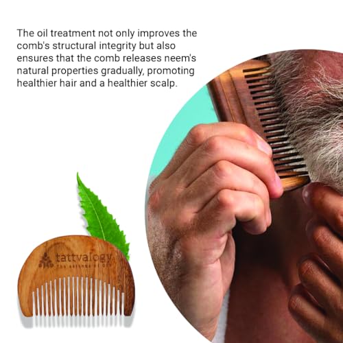 Tattvalogy Raw Neem Wood Beard Comb |Kaachi Neem Wooden Comb for Blood Circulation & Hair Growth | avoid Hair Pulling, Static Electricity, Itchy Scalp & Oil Build-Up - Image 5