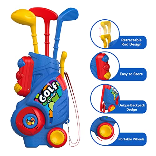 Liberry Toddler Golf Set with Putting Mat for 2 3 4 5 Years Old Boys Girls, Upgraded Kids Golf Cart with Unique Shoulder Strap Design, Indoor and Outdoor Golf Toys - Image 3