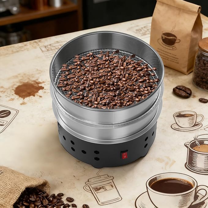 1.3lb Electric Coffee Bean Cooler, Roasting Cooling Machine with Stainless Steel Mesh Tray, 2-Layer Household Cooling Radiator, for Home Cafe Roasting, Preserving Rich Flavor - Image 1