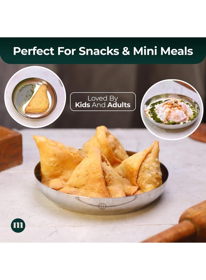 MARU أطباق تقديم صغيرة من الفولاذ المقاوم للصدأ MARU للوجبات الخفيفة مجموعة من 6-18 سم مثالية لتقديم الإفطار، النشوة والحلويات. طبق ربع متعدد الاستخدامات للاستخدام اليومي - Image 3