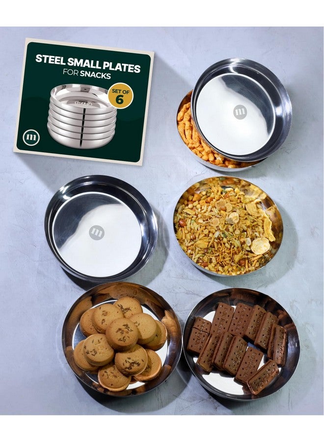 MARU أطباق تقديم صغيرة من الفولاذ المقاوم للصدأ MARU للوجبات الخفيفة مجموعة من 6-18 سم مثالية لتقديم الإفطار، النشوة والحلويات. طبق ربع متعدد الاستخدامات للاستخدام اليومي - Image 1