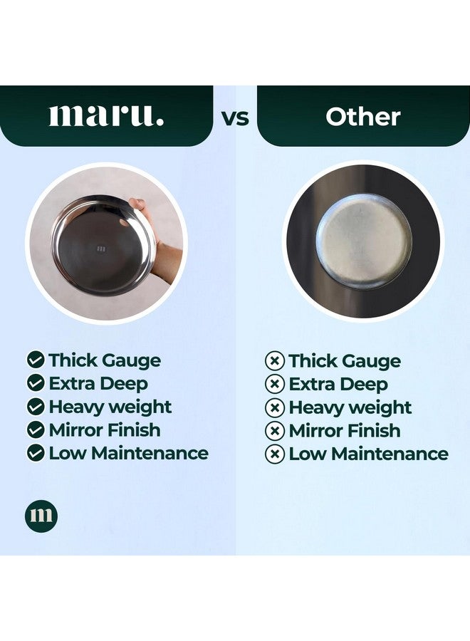 MARU أطباق تقديم صغيرة من الفولاذ المقاوم للصدأ MARU للوجبات الخفيفة مجموعة من 6-18 سم مثالية لتقديم الإفطار، النشوة والحلويات. طبق ربع متعدد الاستخدامات للاستخدام اليومي - Image 5