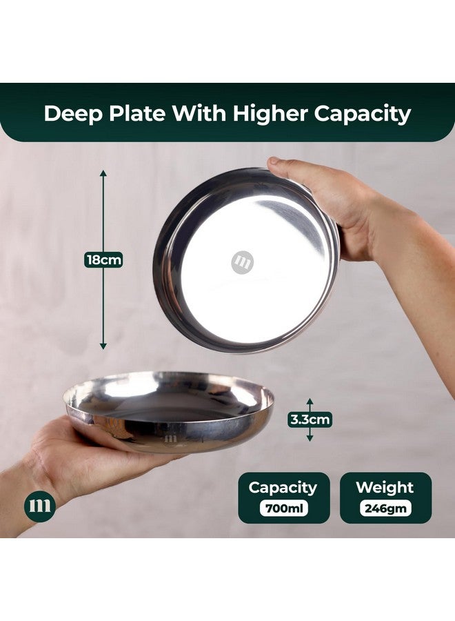 MARU أطباق تقديم صغيرة من الفولاذ المقاوم للصدأ MARU للوجبات الخفيفة مجموعة من 6-18 سم مثالية لتقديم الإفطار، النشوة والحلويات. طبق ربع متعدد الاستخدامات للاستخدام اليومي - Image 2