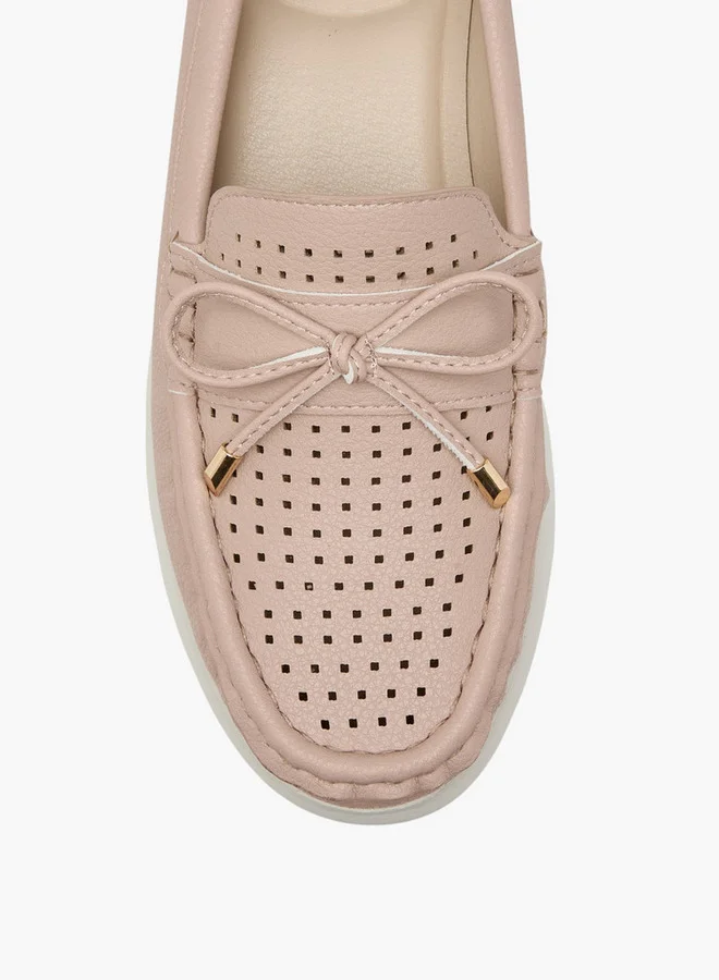 Le Confort Bow Accent Slip-On Moccasins with Wedge Heels
