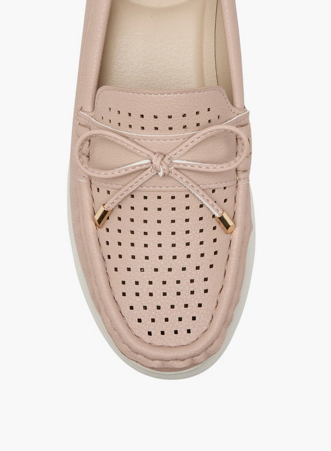 Le Confort Bow Accent Slip-On Moccasins with Wedge Heels  - Image 4