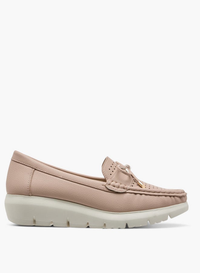 Le Confort Bow Accent Slip-On Moccasins with Wedge Heels  - Image 3
