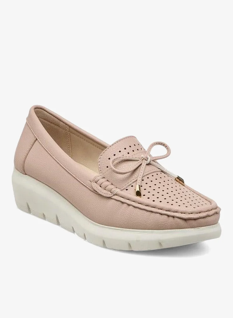 Le Confort Bow Accent Slip-On Moccasins with Wedge Heels