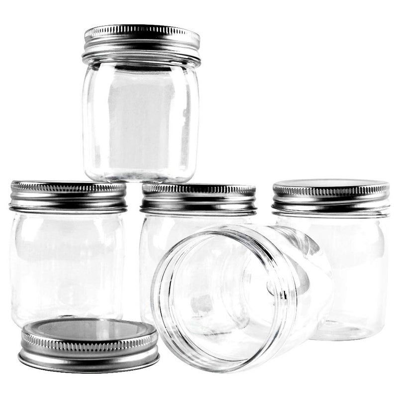 novelinks 8 Ounce Clear Plastic Jars Containers With Screw On Lids - Refillable Round Empty Plastic Slime Storage Containers for Kitchen & Household Storage - BPA Free (16 Pack) - Image 3