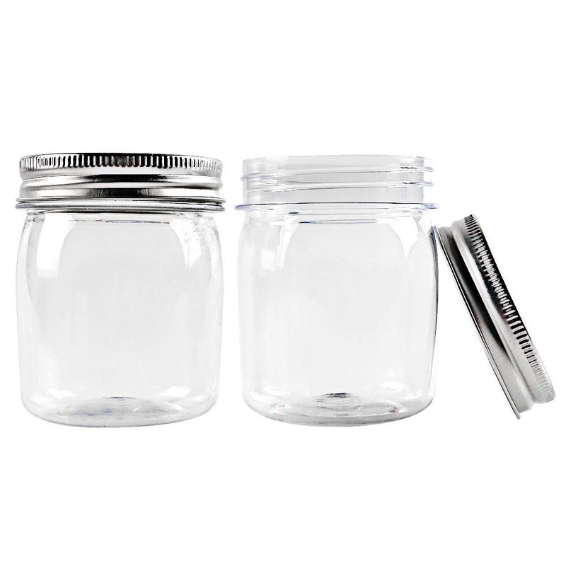 novelinks 8 Ounce Clear Plastic Jars Containers With Screw On Lids - Refillable Round Empty Plastic Slime Storage Containers for Kitchen & Household Storage - BPA Free (16 Pack) - Image 5