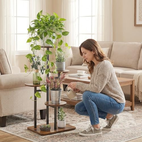 VonDream 4 Tier Plant Stand Indoor, Tiered Plant Stands for Indoor Plants Multiple, Corner Flower Stand for Living Room, Multi-Layer Vintage Design Plant Shelf - Image 3
