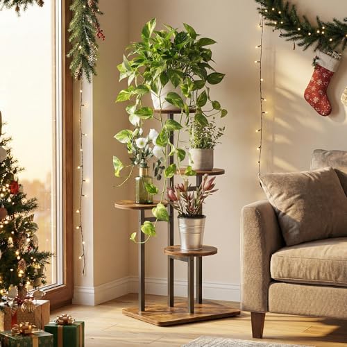 VonDream 4 Tier Plant Stand Indoor, Tiered Plant Stands for Indoor Plants Multiple, Corner Flower Stand for Living Room, Multi-Layer Vintage Design Plant Shelf - Image 2