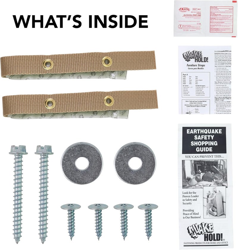 Quakehold! 4163 15-Inch Furniture Strap Kit, Beige - Image 4