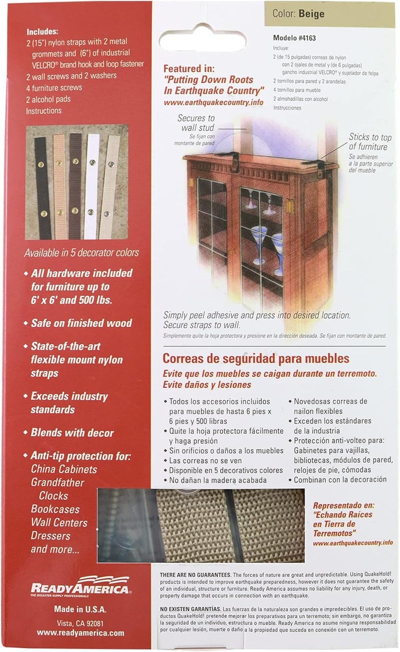 Quakehold! 4163 15-Inch Furniture Strap Kit, Beige - Image 3