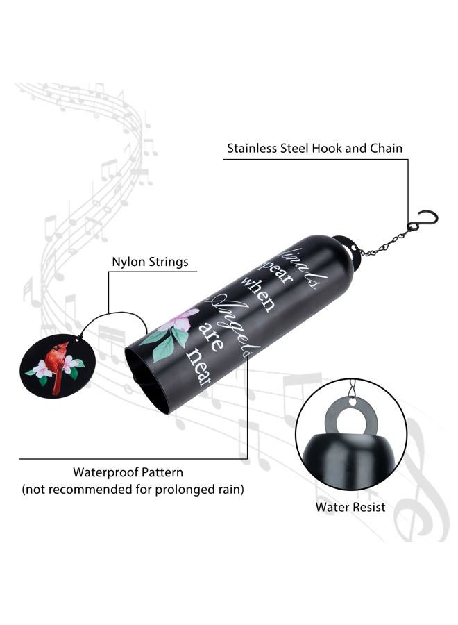 Taman Cardinal Wind Chime - Metal Wind Bell Deep Tone Serenity Mobile Memorial Sympathy Gift for Home, Outdoor, Yard, Patio,Garden Decor，28" Black - Image 2