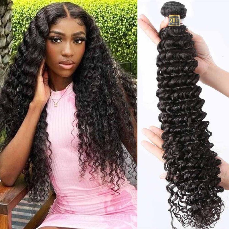 QTHAIR QTHAIR 16A Brazilian Deep Wave Bundles28 1 Bundle Brazilian Virgin Human Hair Long Hair Deep Wave Human Hair Bundles Deep Curly 