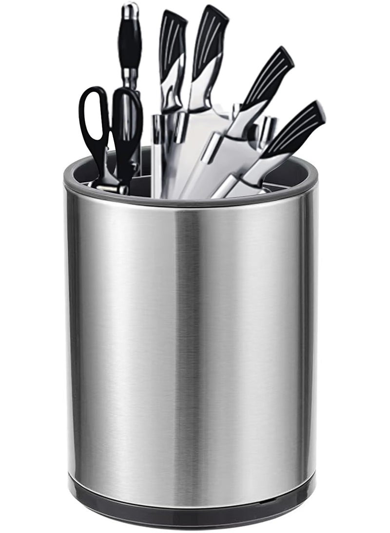 Rotating Kitchen Utensil Holder with 360 Degree Smooth Rotation  Kitchen Organizer with Partition Storage Non-Slip Base Utensil Crocks for Cutlery, Knives & Cookware  - Image 1