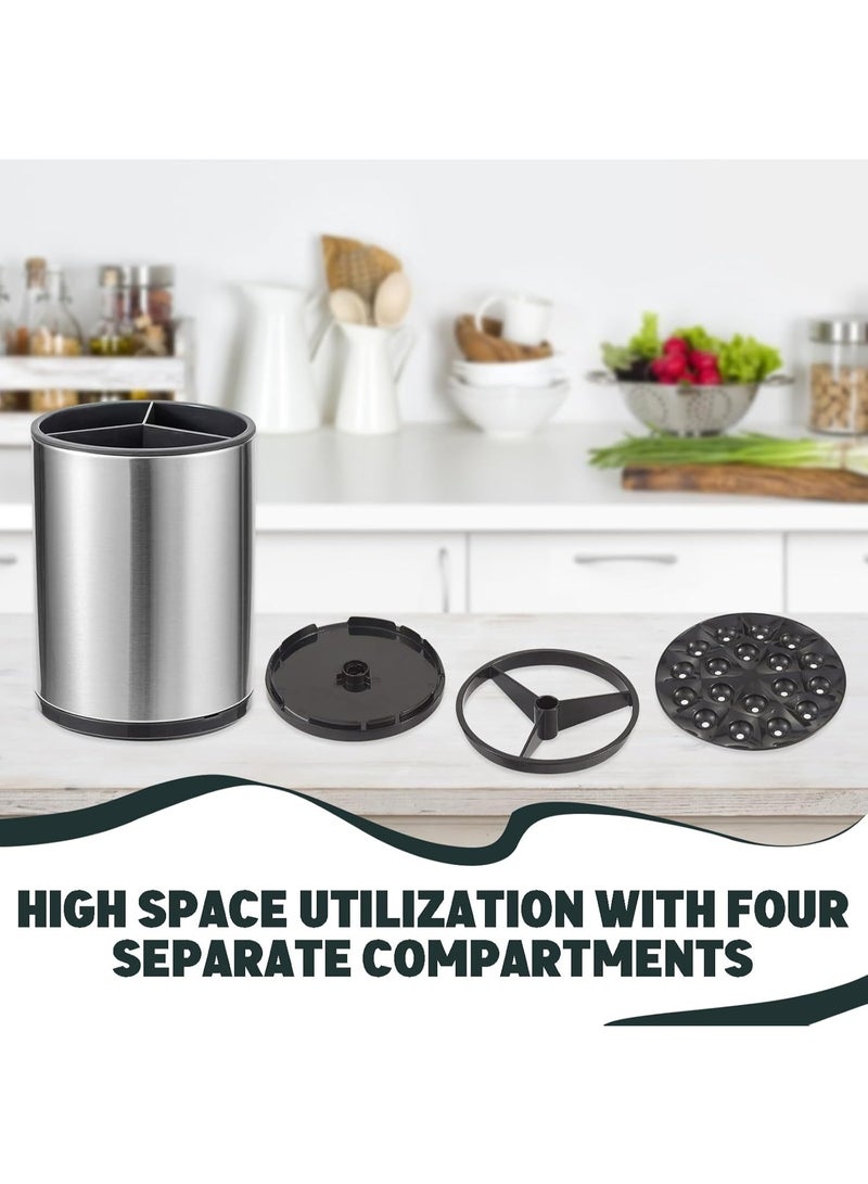 Rotating Kitchen Utensil Holder with 360 Degree Smooth Rotation  Kitchen Organizer with Partition Storage Non-Slip Base Utensil Crocks for Cutlery, Knives & Cookware  - Image 4