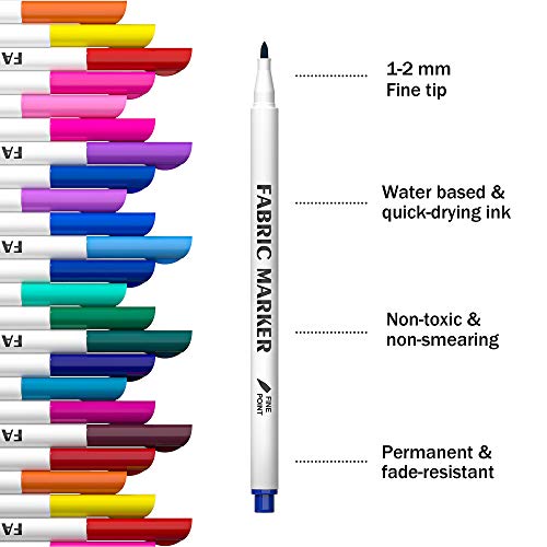 Lelix Fabric Markers, Lelix 36 Colors Permanent Fabric Pens for Writing Painting on T-Shirts Clothes Sneakers Canvas, Child Safe & Non-Toxic for Kids Adults - Image 3