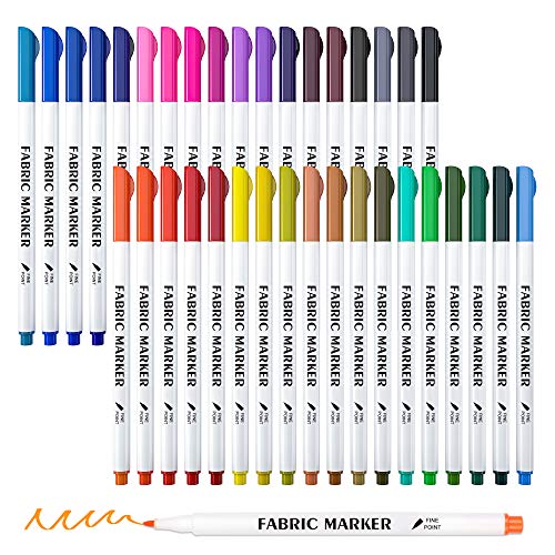 Lelix Fabric Markers, Lelix 36 Colors Permanent Fabric Pens for Writing Painting on T-Shirts Clothes Sneakers Canvas, Child Safe & Non-Toxic for Kids Adults - Image 1