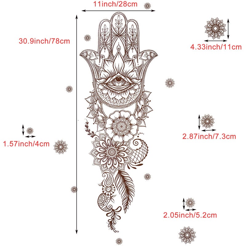 Pinenjoy Pinenjoy Hamsa Hand Wall Decal Mandala Lotus Flower Pattern Wall Stickers 23x36inch DIY Removable Self-Adhesive Vinyl Indian Buddhism Wall Clings for Yoga Meditation Room Living Room Bedroom Decors  - Image 4