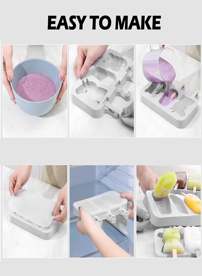 Bake House Popsicle Molds for Kids, 8 Cavities Cake Pop Mold with 50 Wooden Sticks, Cakesicle Silicone Ice Cream Mould, Oval Cake Pop Maker for DIY Homemade, Non-Stick & Easy Release - Image 2
