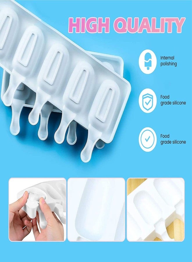 Bake House Popsicle Molds for Kids, 8 Cavities Cake Pop Mold with 50 Wooden Sticks, Cakesicle Silicone Ice Cream Mould, Oval Cake Pop Maker for DIY Homemade, Non-Stick & Easy Release - Image 4