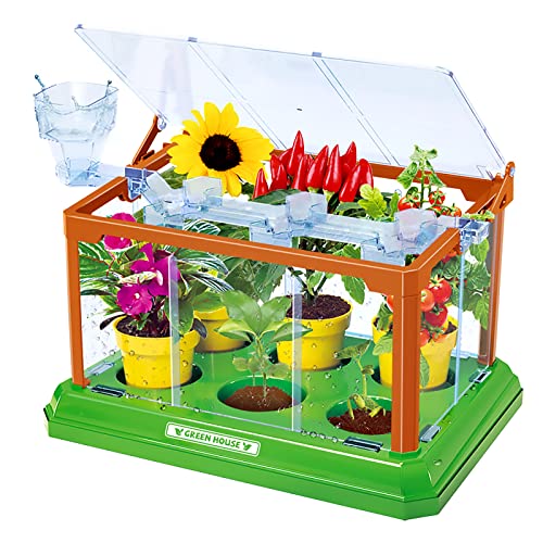 EXBEPE Kids Gardening Kit Greenhouse Growing Terrarium Kit Plant Growing Set Discovery Educational Gardening Gift for Boy & Girl - Image 1