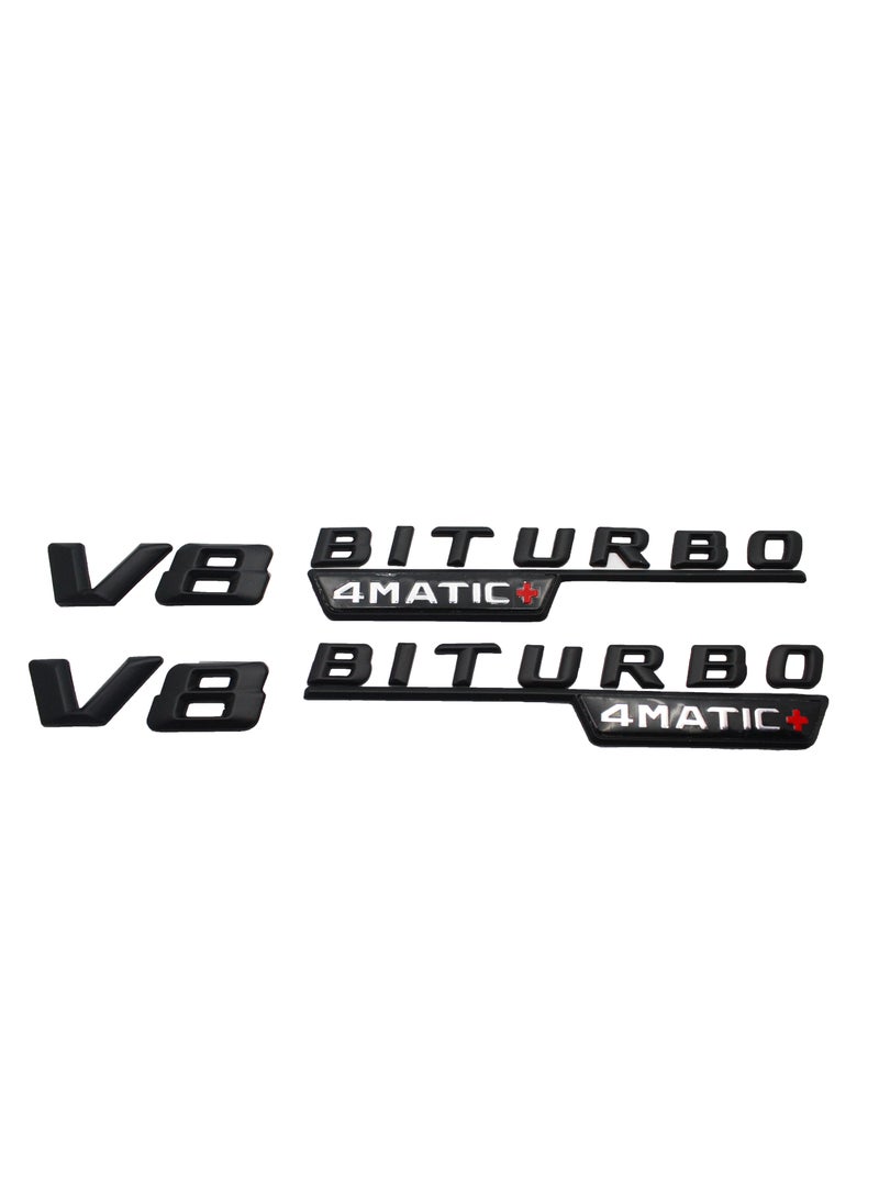 Generic - Emblem V8 Biturbo 4matic Metal Sticker - 1 Set - Image 1