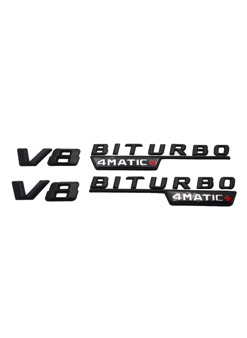 Generic - Emblem V8 Biturbo 4matic Metal Sticker - 1 Set - Image 1