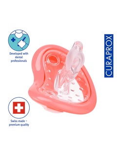 CURAPROX لهاية الأطفال من كيورابروكس. لهاية مرجانية مع صندوق تخزين، مقاس 2؛ من 10 إلى 14 كجم أو من 18 إلى 36 شهرًا، لهاية، مرجانية، قطعة واحدة.  - Image 3