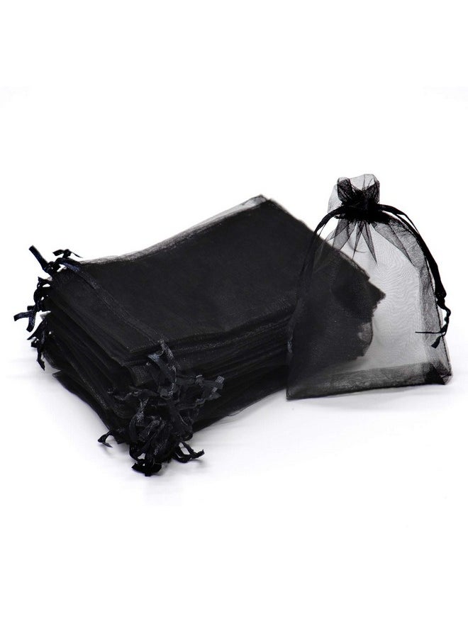 Dealglad Bezall 50Pcs 3.5X4.5 Inch Sheer Organza Bags Black Halloween Favor Bags With Drawstring Jewelry Pouches Party Festival Gift Candy Bags  - Image 1