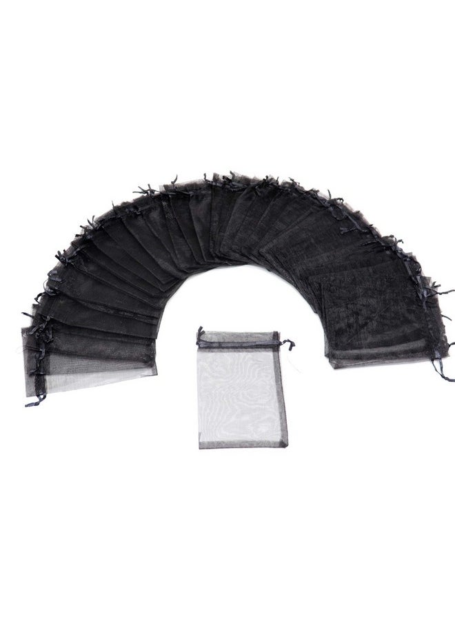 Dealglad Bezall 50Pcs 3.5X4.5 Inch Sheer Organza Bags Black Halloween Favor Bags With Drawstring Jewelry Pouches Party Festival Gift Candy Bags  - Image 2