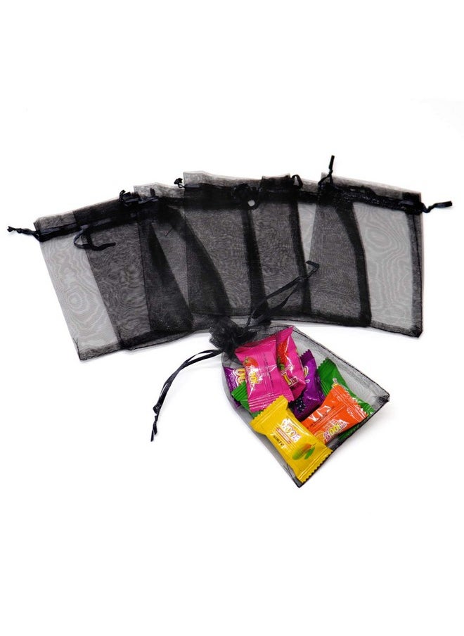 Dealglad Bezall 50Pcs 3.5X4.5 Inch Sheer Organza Bags Black Halloween Favor Bags With Drawstring Jewelry Pouches Party Festival Gift Candy Bags  - Image 5