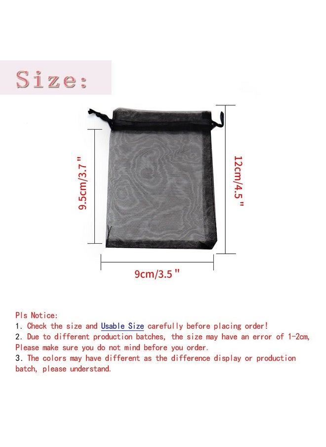 Dealglad Bezall 50Pcs 3.5X4.5 Inch Sheer Organza Bags Black Halloween Favor Bags With Drawstring Jewelry Pouches Party Festival Gift Candy Bags  - Image 4